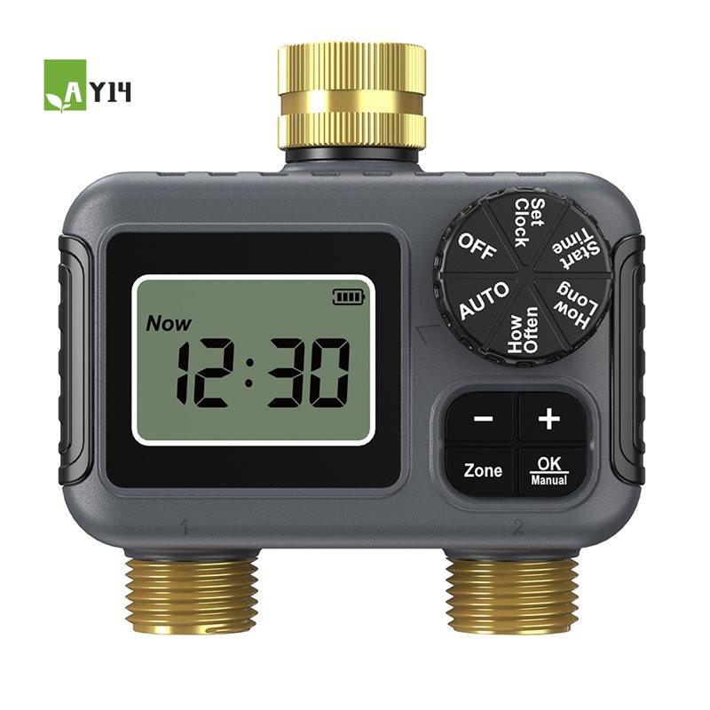 Smart Garden Timer - AY14 - ตัวตั้งเวลาการรดน้ำอัตโนมัติแบบสองช่องทาง ระบบตั้งเวลาการรดน้ำอัจฉริยะสำหรับสวน วาล์วน้ำก๊อกน้ำ